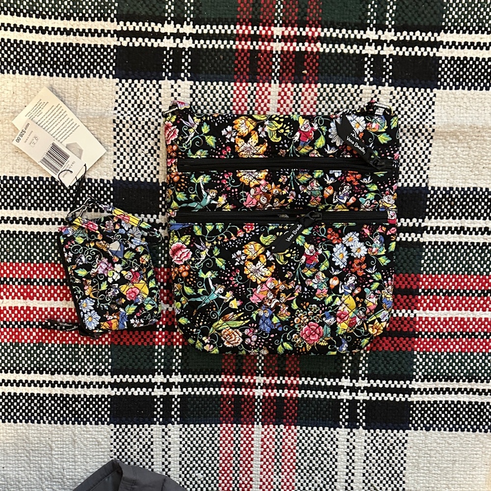 Vera Bradley Floral Crossbody Bag - Black and Multicolor FREE WALLET